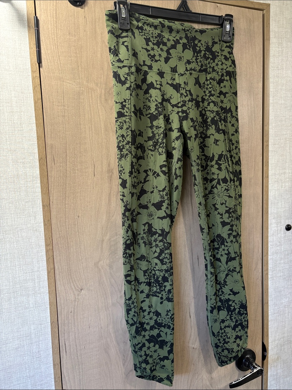 lululemon athletica Olive Green & Black Floral Leggings